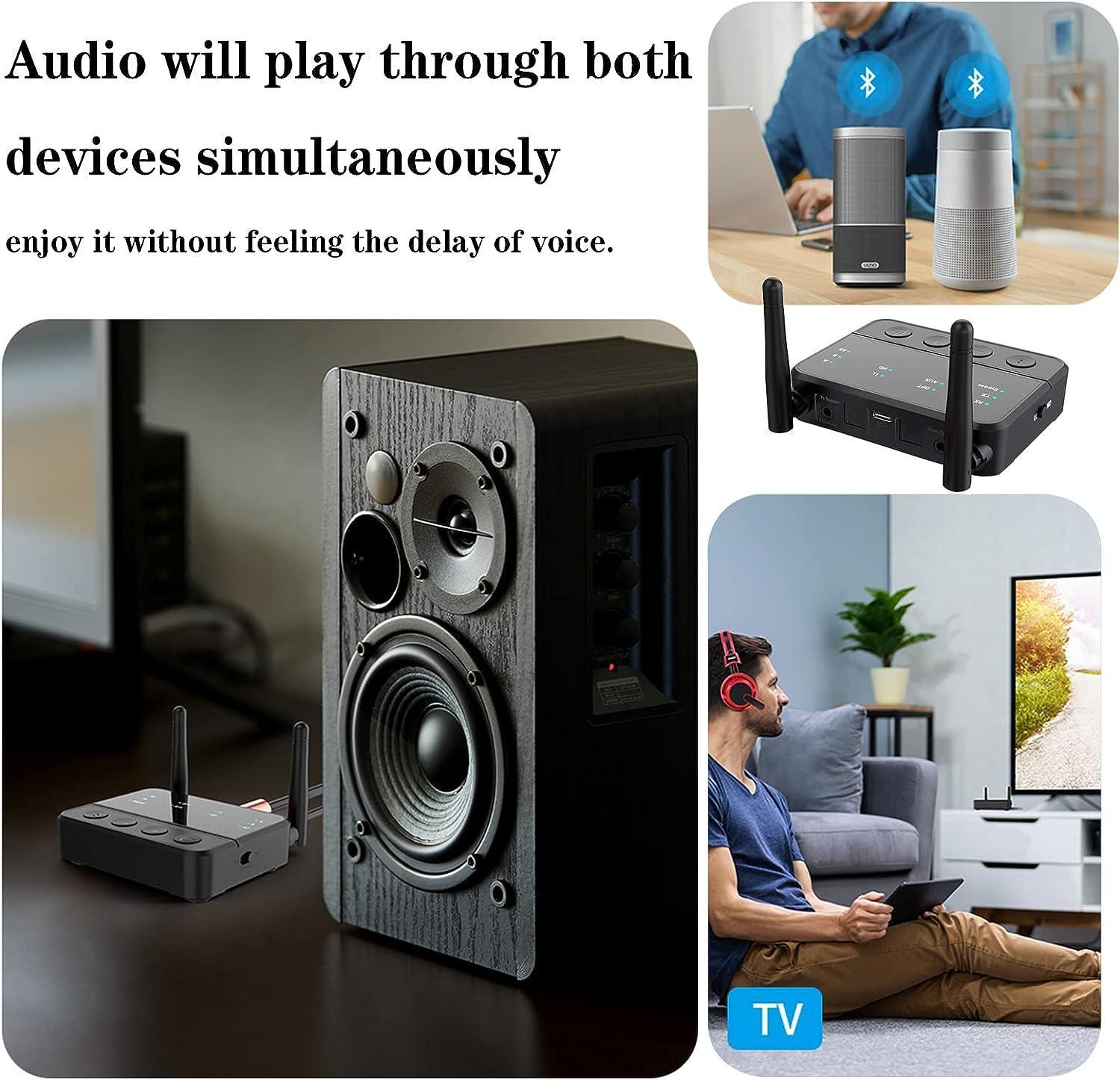 NÖRDIC Bluetooth 5.2 trådlös sändare dual link mottagare DAC Qualcomm aptXLL aptX HD 3.5mm AUX RCA optisk