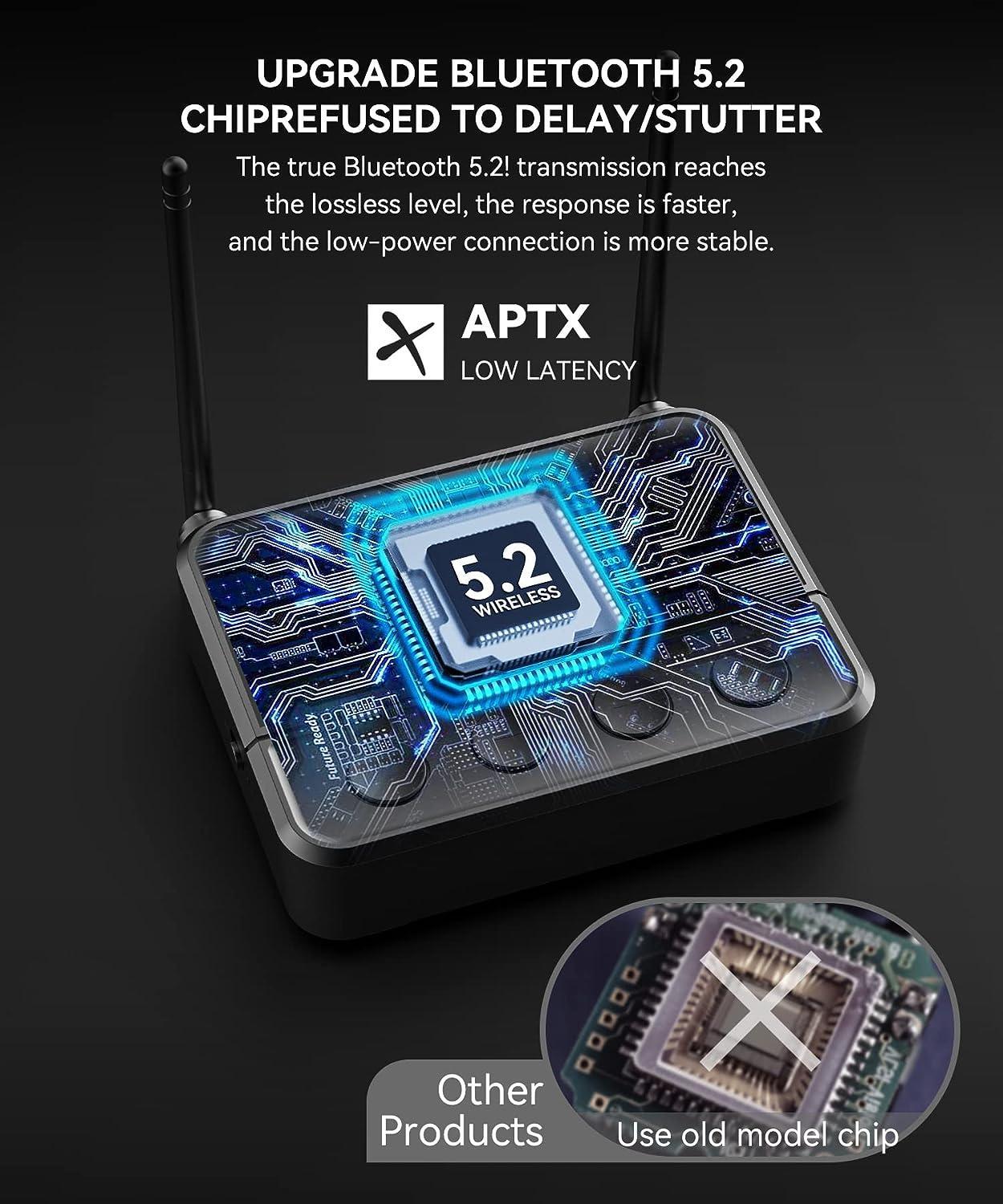 NÖRDIC Bluetooth 5.2 trådlös sändare dual link mottagare DAC Qualcomm aptXLL aptX HD 3.5mm AUX RCA optisk