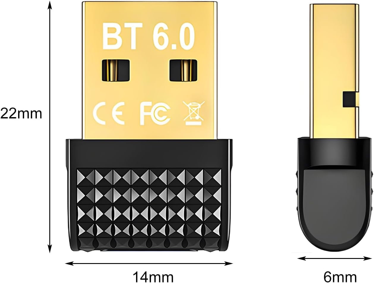 NÖRDIC Bluetooth 6.0 trådlös Bluetooth-dongel/mottagare, Plug and Play, Windows 11/10/8.1, för styrning, hörlurar, tangentbord, mus