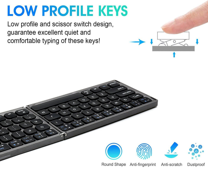 NÖRDIC Bluetooth Keyboard with touchpad US Layout 64keys MacOS, iOS, Windows, Android