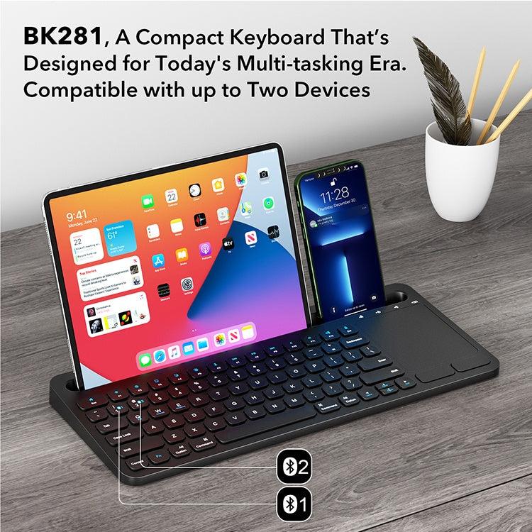 NÖRDIC Bluetooth Tangentbord med Pekplatta, Arabisk layout 78 tangenter