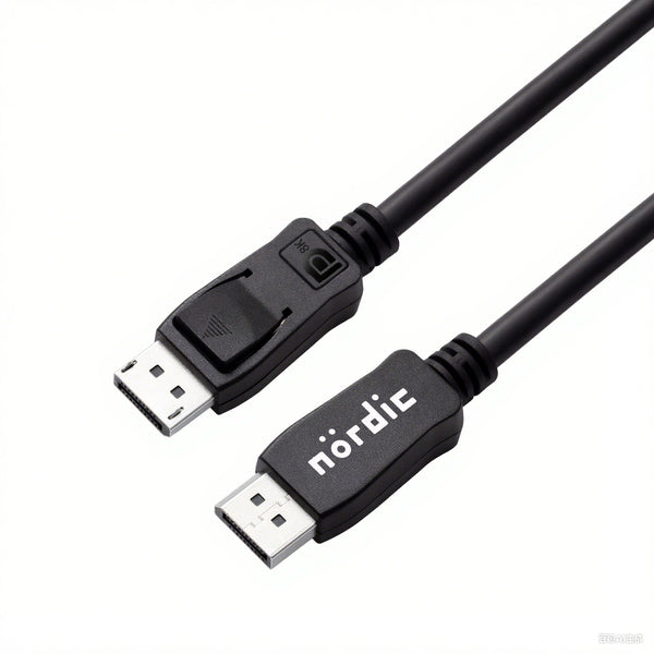NÖRDIC CERTIFIED CABLES 1,5m nylonflätad Displayportkabel 1.4 UHD 8K60Hz 4K144Hz HBR3 32,4Gbps 10-bit HDR PVC