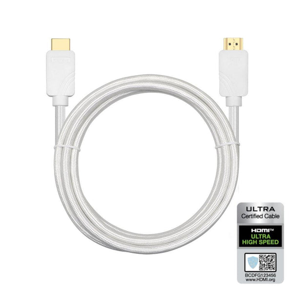 NÖRDIC CERTIFIED CABLES 2m Ultra High Speed HDMI2.1  8K 60Hz 4K 120Hz 48Gbps Dynamic HDR eARC Game Mode VRR Dolby ATMOS nylonflätad kabel guldpläterad