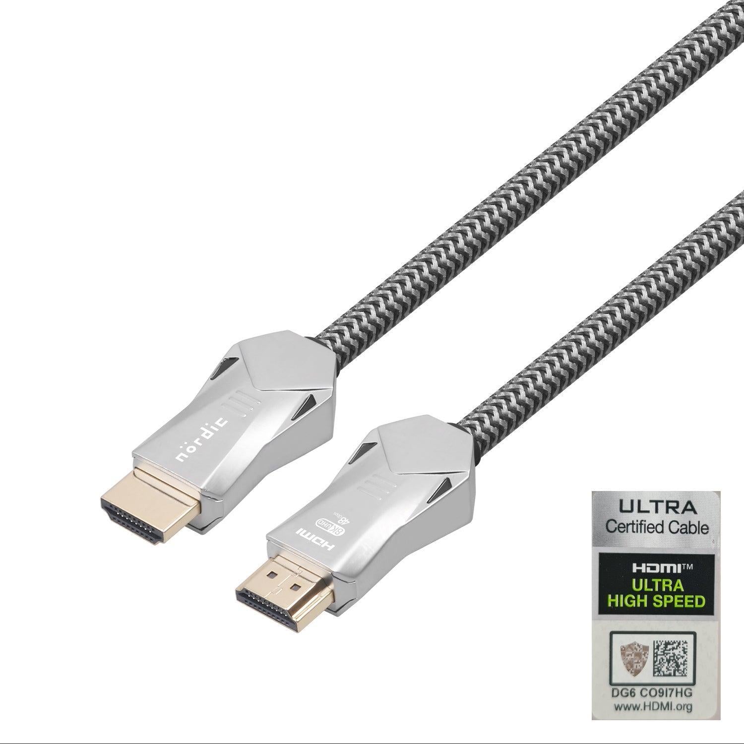 NÖRDIC CERTIFIED CABLES 3m Ultra High Speed HDMI 2.1 8K 60Hz 4K 120Hz 48Gbps Dynamic HDR eARC VRR nylonflätad kabel guldpläterad