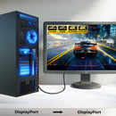 NÖRDIC CERTIFIED CABLES 3m nylonflätad Displayportkabel 1.4 UHD 8K60Hz 4K144Hz HBR3 32,4Gbps 10-bit HDR