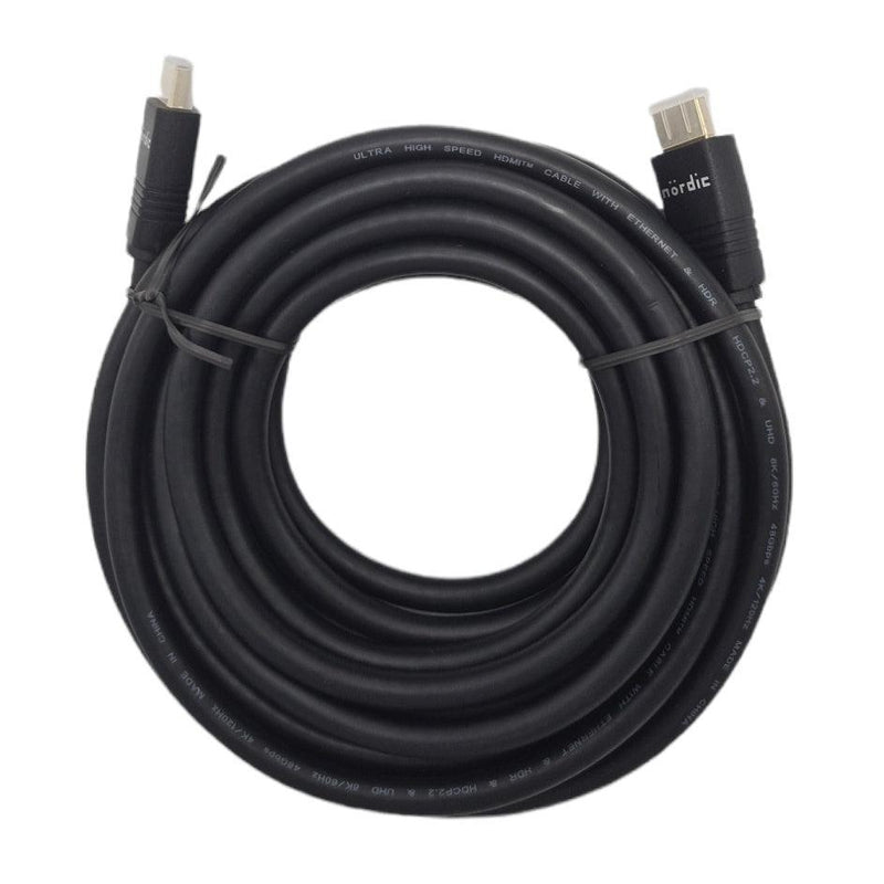 NÖRDIC CERTIFIED CABLES 5m Ultra High Speed HDMI2.1 8K 60Hz 4K 120Hz 144Hz 48Gbps Dynamic HDR eARC Game Mode VRR Dolby ATMOS guldpläterad PVC svart