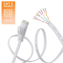 NÖRDIC Cat6 U/UTP flat nätverkskabel 10m 250MHz bandbredd och 10Gbps överföringshastighet vit