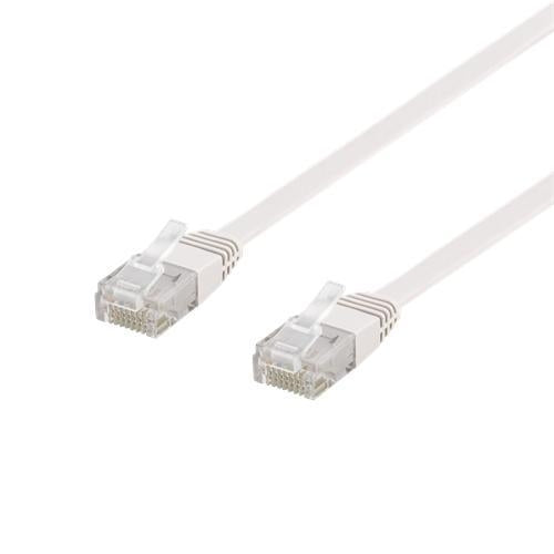 NÖRDIC Cat6 U/UTP flat nätverkskabel 3m 250MHz bandbredd och 10Gbps överföringshastighet vit
