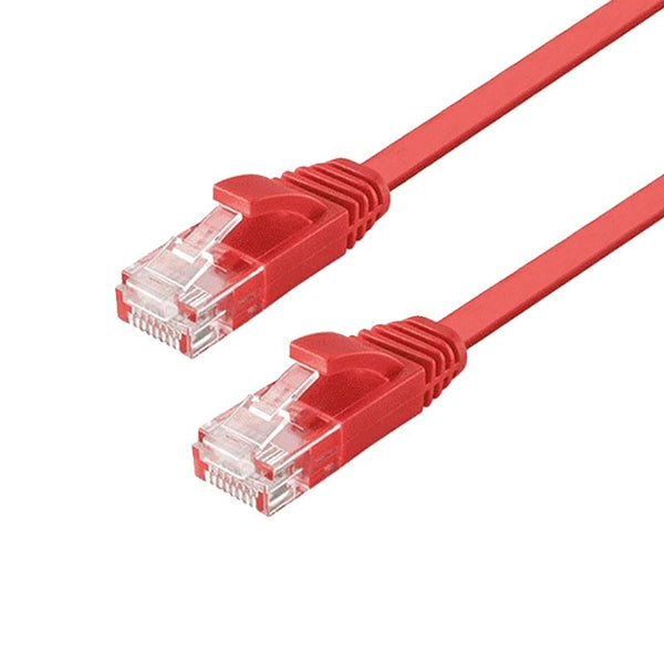 NÖRDIC Cat6 U/UTP flat nätverkskabel 50cm 250MHz bandbredd och 10Gbps överföringshastighet röd