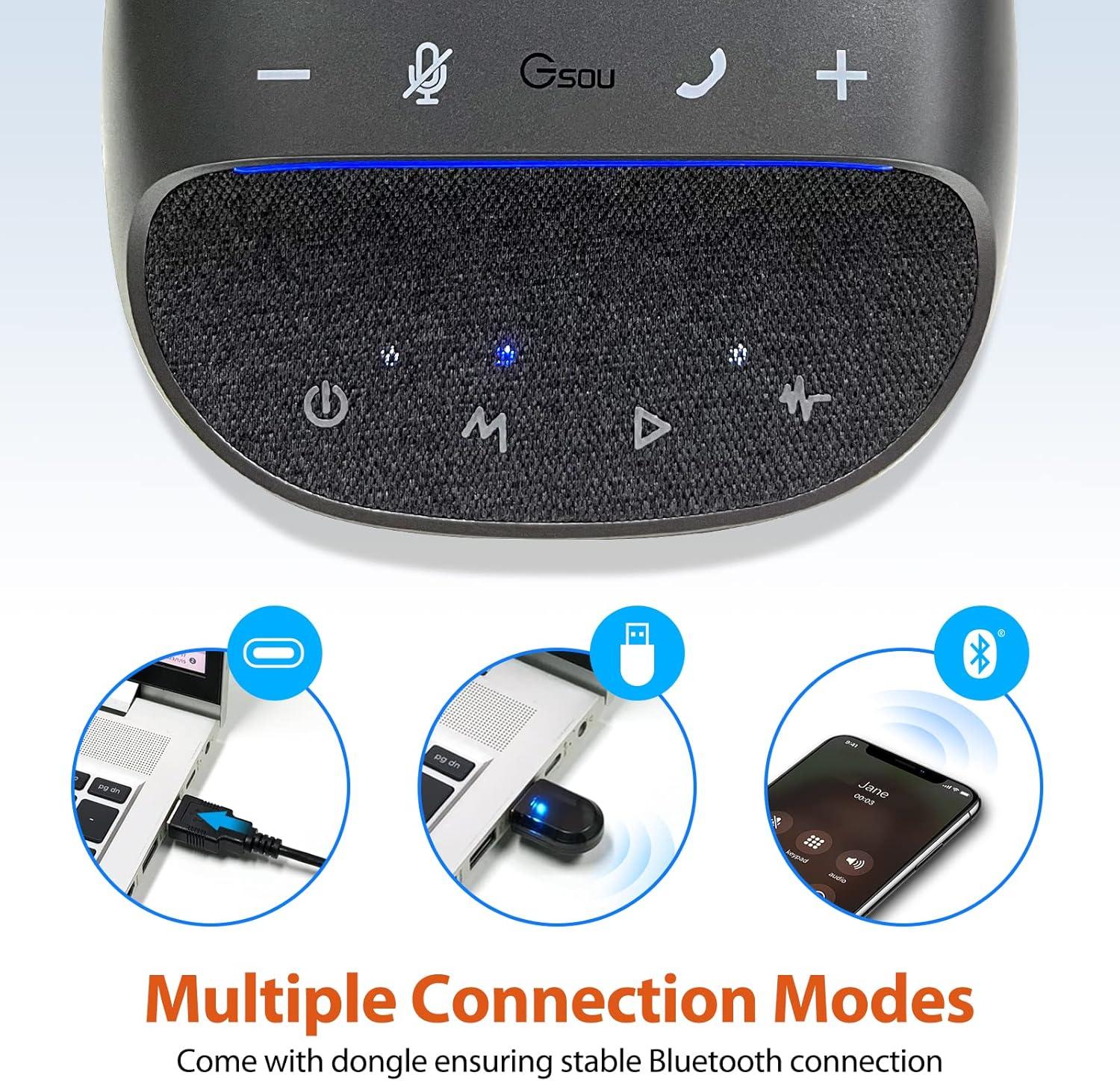 NÖRDIC Konferenshögtalare med Bluetooth USB-adapter och 4 mikrofoner för PC, Brusreducering