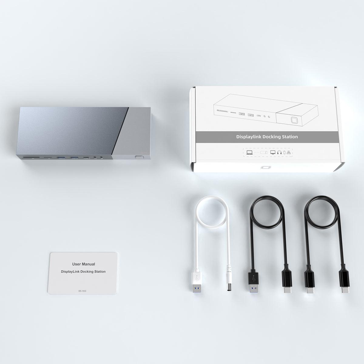NÖRDIC DisplayLink USB-A & USB-C Dockingsstation 1 till 15 för trippla monitorer 1xHDMI 4K30Hz 2xHDMI 2K50hz för Mac M1 M2 Thunderbolt 3 & 4