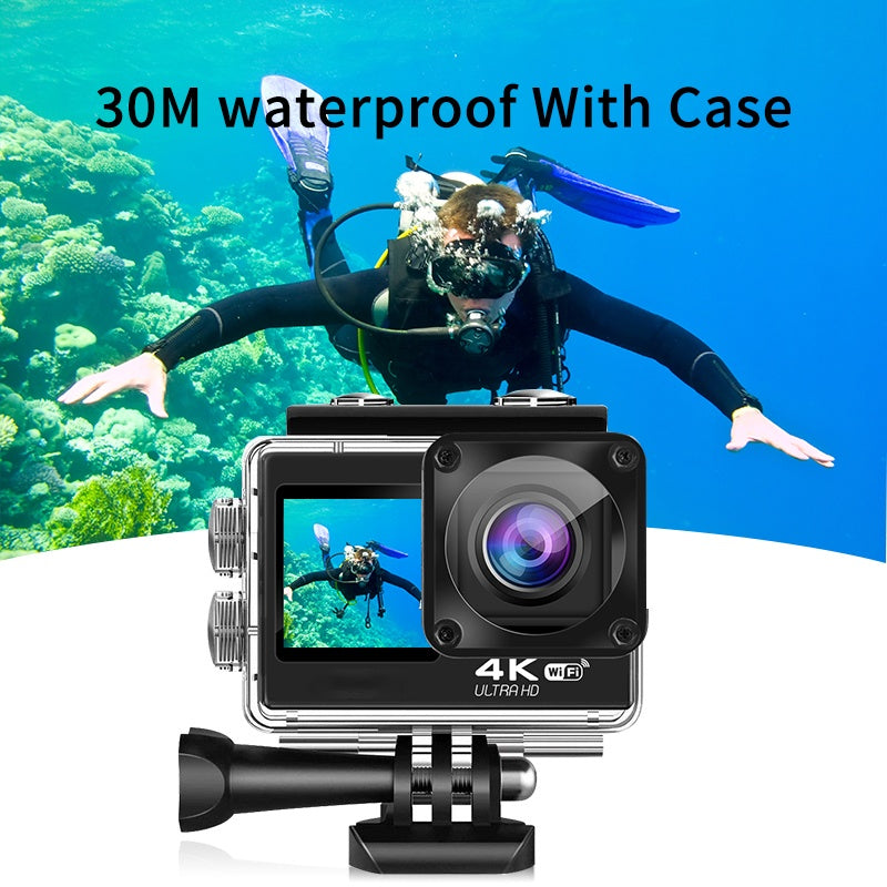 NÖRDIC Dual Screen Action Camera 4K30Hz WiFi 30m Waterproof 20MP 2.0" Display