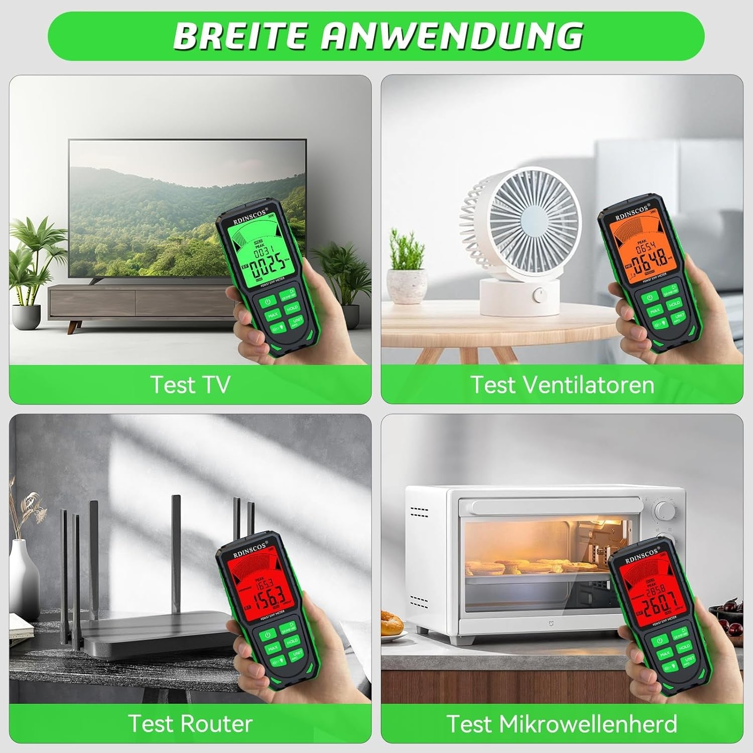 NÖRDIC EMF-mätare handhållen strålningsdetektor för EF, MF, RF, WiFi, mikrovågor