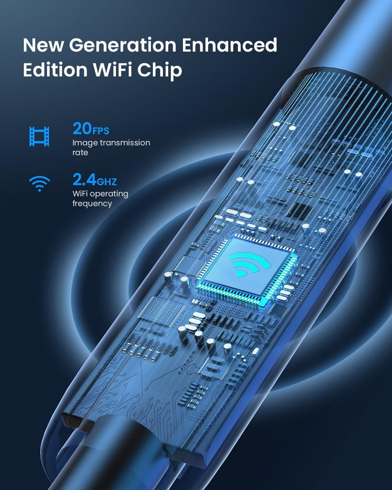 NÖRDIC Endoskopkamera för mobiltelefon med ljus, 1080P HD, 8 LED-lampor, vattentät IP67, inget WiFi krävs, Android och iOS