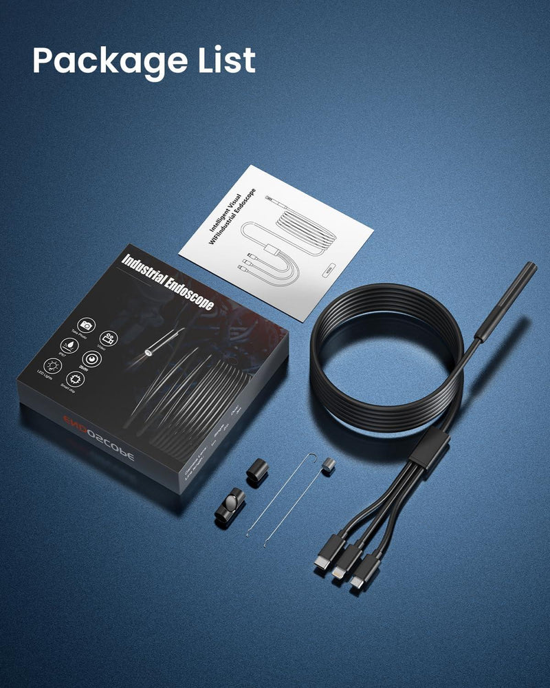 NÖRDIC Endoskopkamera för mobiltelefon med ljus, 1080P HD, 8 LED-lampor, vattentät IP67, inget WiFi krävs, Android och iOS