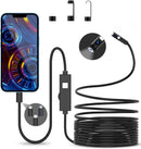 NÖRDIC Endoskopkamera med dubbla lenser för mobiltelefon med ljus, 1080P HD, 8 LED-lampor, vattentät IP67, inget WiFi krävs, Android och iOS