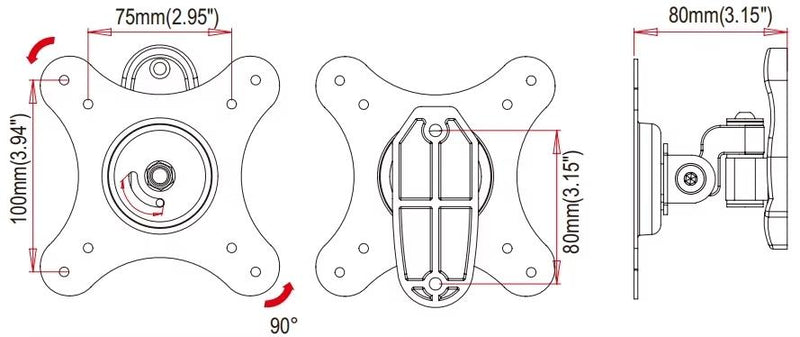 NÖRDIC Full Motion Flexibelt Väggfäste 10-24" Vesa  75x75, 100x100