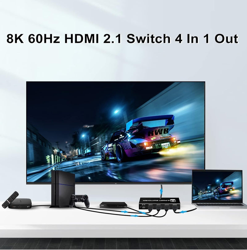 NÖRDIC HDMI 2.1 Switch 4 till 1 8K60Hz 4K144Hz 48Gbps