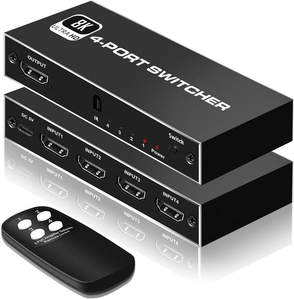 NÖRDIC HDMI 2.1 Switch 4 till 1 8K60Hz 4K144Hz 48Gbps
