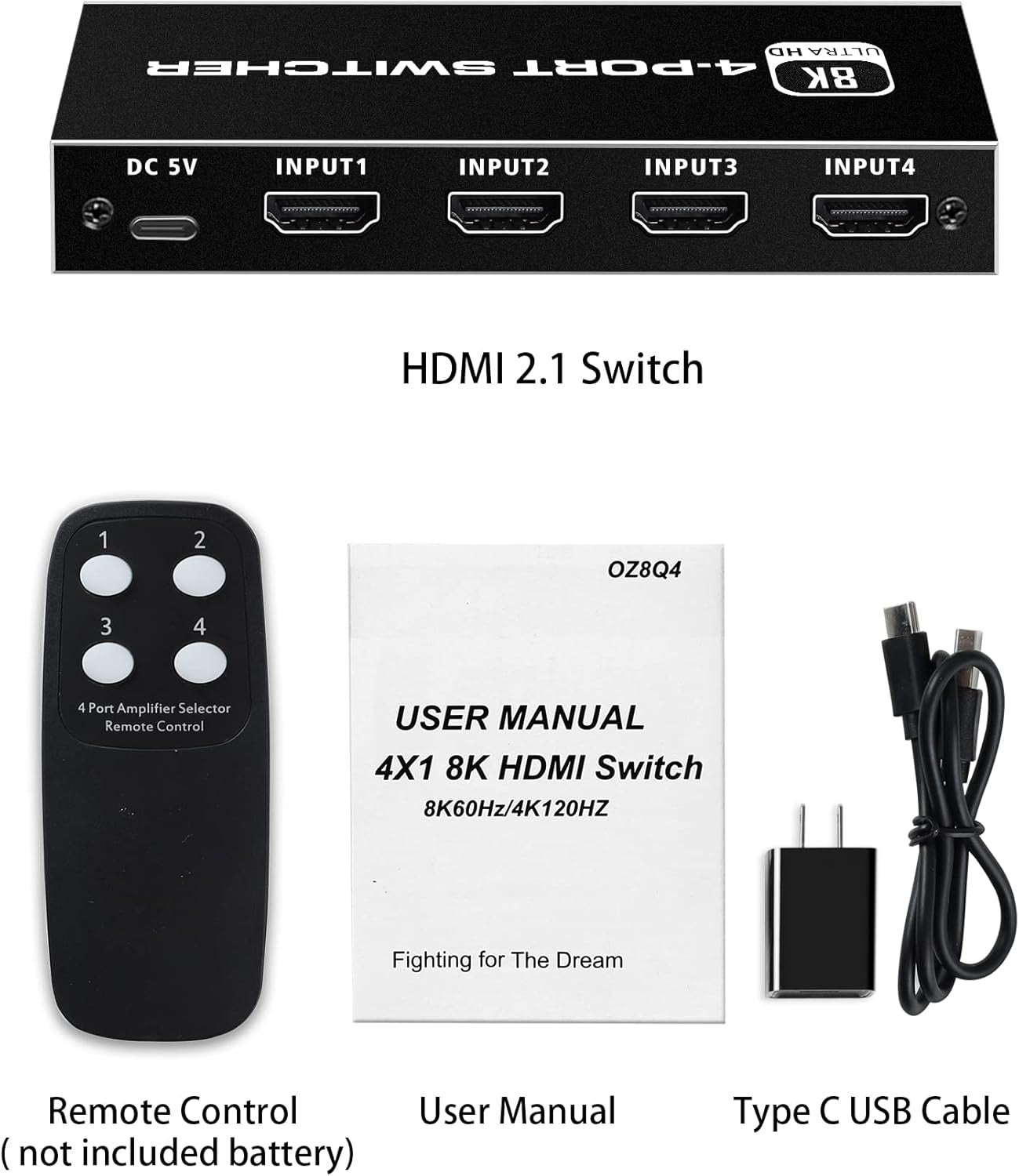 NÖRDIC HDMI 2.1 Switch 4 till 1 8K60Hz 4K144Hz 48Gbps