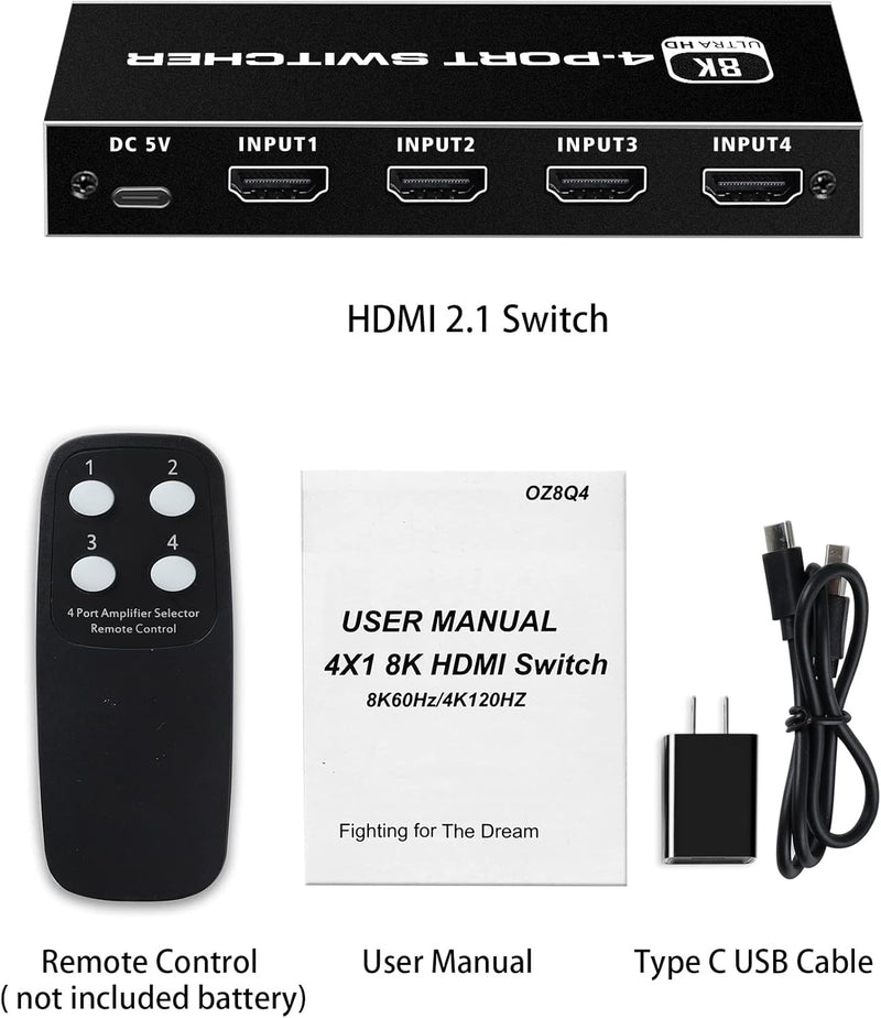 NÖRDIC HDMI 2.1 Switch 4 till 1 8K60Hz 4K144Hz 48Gbps