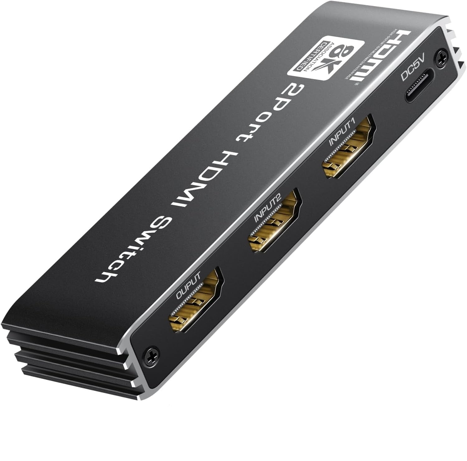 NÖRDIC HDMI 2.1 Switch 2 till 1 8K60Hz 4K@120Hz med fjärrkontroll, Aluminum