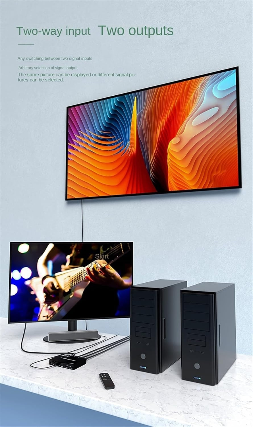 NÖRDIC HDMI 4K 60Hz Matrix-switch 2x2 3D Video Toslink Stereo EDID
