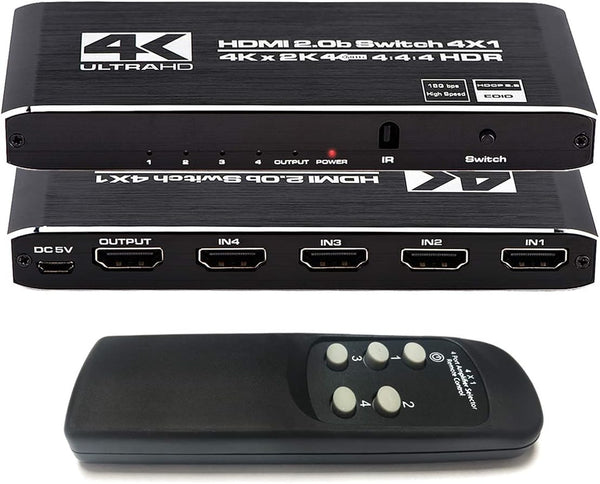 NÖRDIC HDMI 2.0 4x1 Switch 4K60Hz med fjärrkontroll