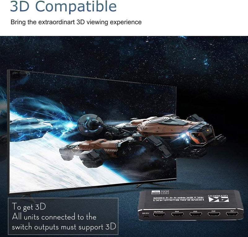NÖRDIC HDMI 2.0 4x1 Switch 4K60Hz med fjärrkontroll