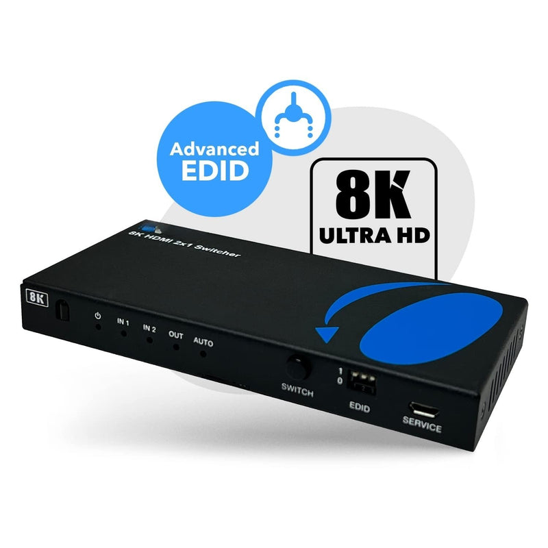 NÖRDIC 8K HDMI 2.1 Switch och Extractor 2 till 1 8K60Hz 4K120Hz CEC HDR Dolby Atmos, True HD, Digital Plus, DTS-HD Master