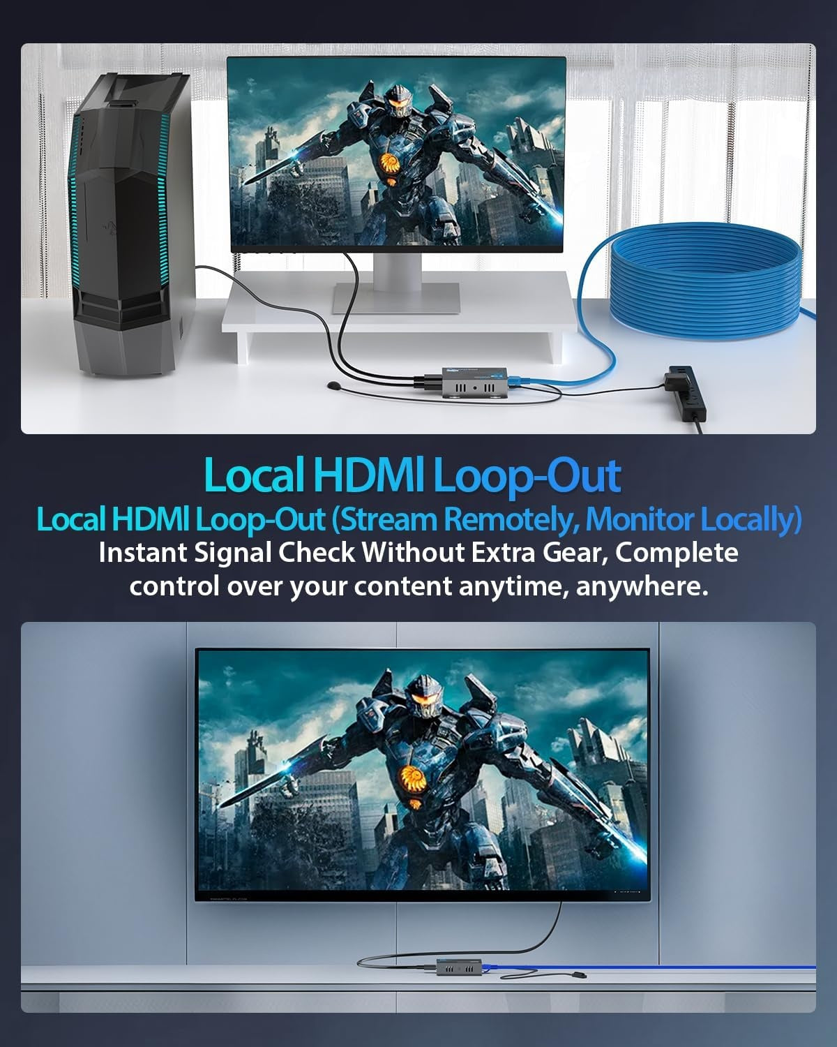 NÖRDIC HDMI Cat6 förlängning 40m 4K30Hz HD med loop EDID funktion HDMI Extension