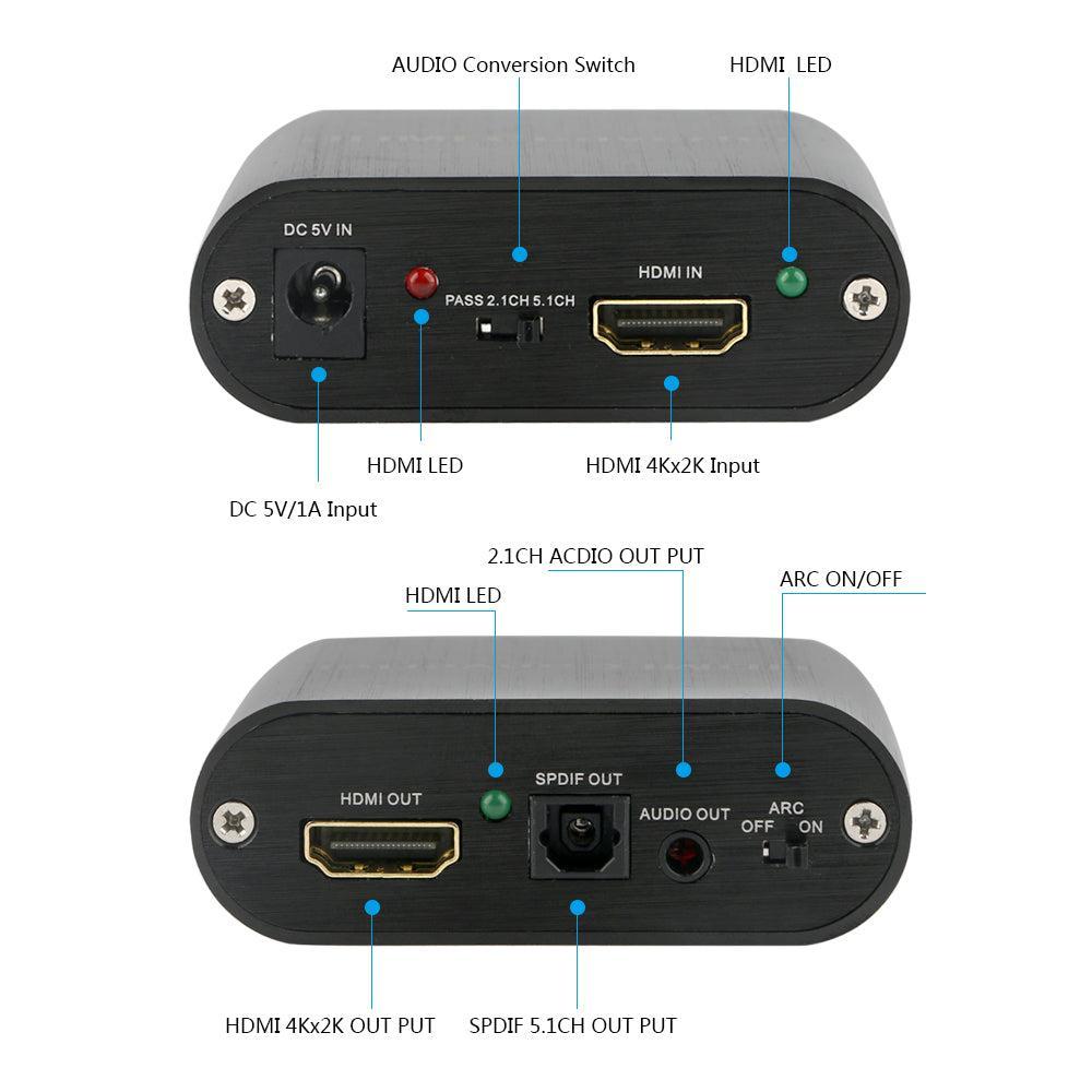 NÖRDIC Extractor HDMI till HDMI, Toslink och 3,5mm stereo med ARC, 4K 60Hz Dolby 3D