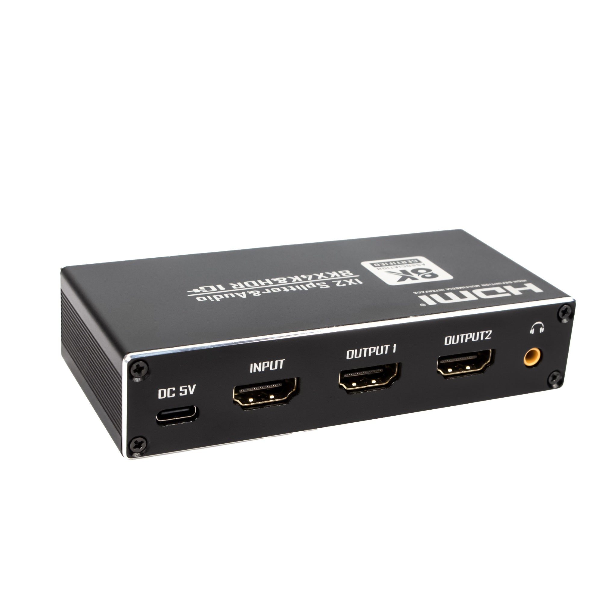 NÖRDIC HDMI 2.1 Splitter 8K60Hz 1 till 2 med inbyggd Extractor för SPDIF/Coaxial/Stereo