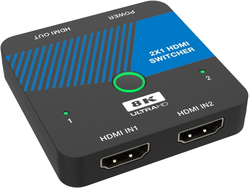 NÖRDIC HDMI 2.1 Switch 2 till 1 8K60Hz 4K120Hz CEC HDR Dolby Atmos, True HD, Digital Plus, DTS-HD Master