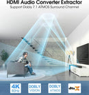 NÖRDIC HDMI Switch 4 till 1 med 7.1 audio extractor ARC SPDIF stereo 3.5mm audio 4K60hz EDID HDCP2.2 3D HDR10 18Gbps