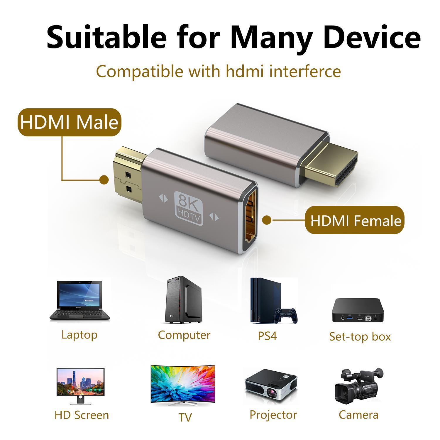 NÖRDIC HDMI adapter hane till hona 8K60Hz 4K120Hz Dynamisk HDR 48Gbps eARC