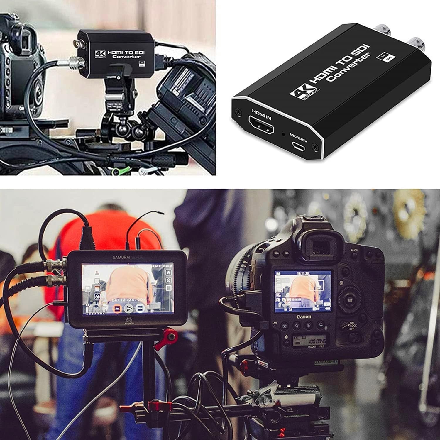 NÖRDIC HDMI till SDI-omvandlare 1080P HD-SDI Automatisk formatdetektering Extender för kamera CCTV