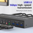 NÖRDIC KVM 4x2 Switch 4PC till Dual Monitor HDMI & DP 4K60Hz med 2x3.5mm och 3xUSB-A