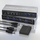 NÖRDIC KVM 4x2 Switch 4PC till Dual Monitor HDMI & DP 4K60Hz med 2x3.5mm och 3xUSB-A