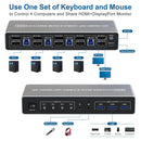 NÖRDIC KVM 4x2 Switch 4PC till Dual Monitor HDMI & DP 4K60Hz med 2x3.5mm och 3xUSB-A