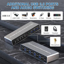 NÖRDIC KVM 4x2 Switch 4PC till Dual Monitor HDMI & DP 4K60Hz med 2x3.5mm och 3xUSB-A