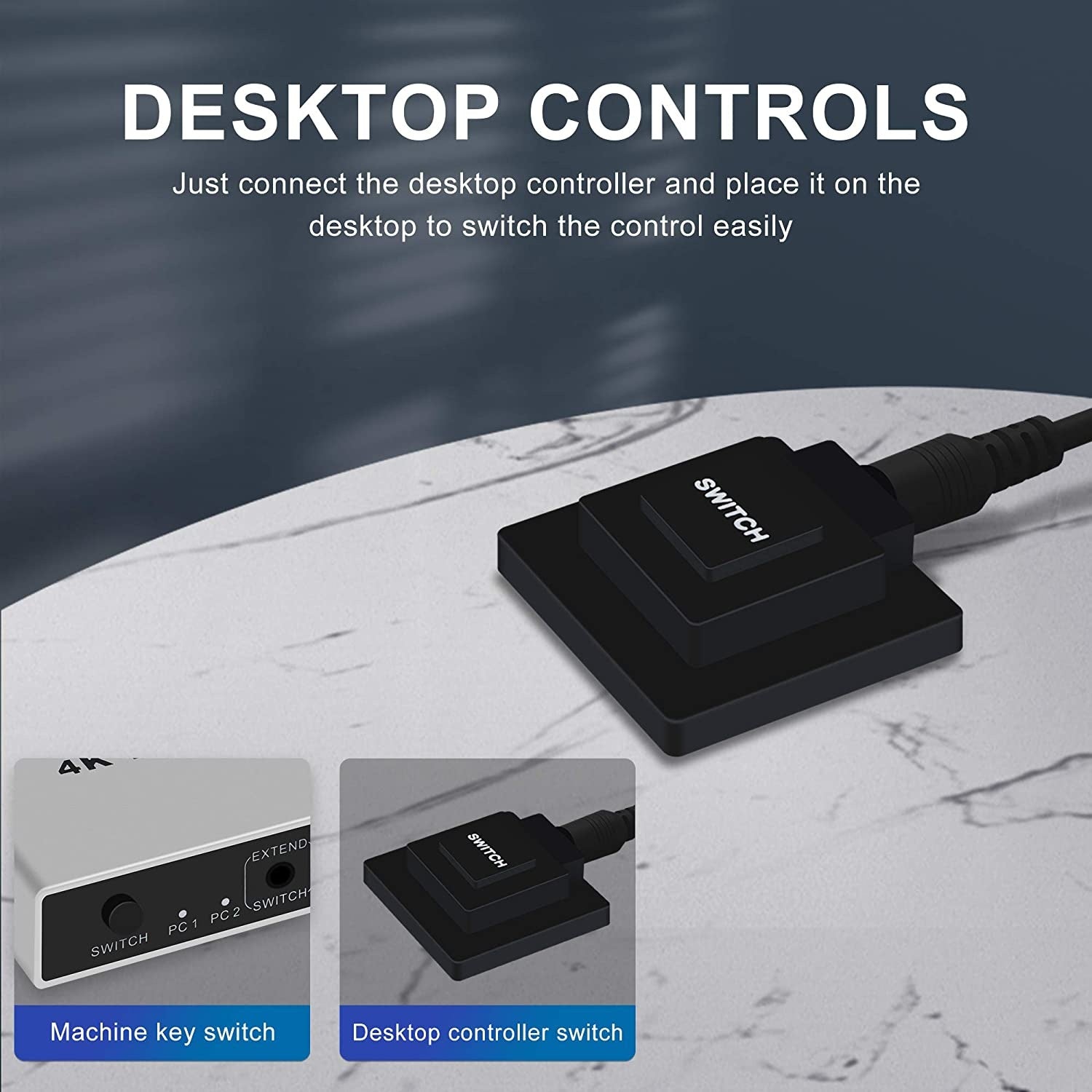 NÖRDIC KVM Switch 2 till 1 DisplayPort 1.2 4K 60Hz och 4x USB HDCP 2.2
