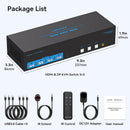 NÖRDIC KVM Switch 3 till 3, 4xUSB3.0 2xDP 1xHDMI 8K30Hz med trådlös kontroll