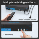 NÖRDIC KVM Switch 3 till 3, 4xUSB3.0 2xDP 1xHDMI 8K30Hz med trådlös kontroll