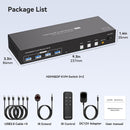 NÖRDIC KVM Switch 3 till 2 8K60Hz DP 1.4 HDMI 2.0 KVM USB 3.0