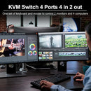 NÖRDIC KVM Switch 4 till 2 HDMI 2.1 8K@60Hz 4K@120Hz 4xUSB-A