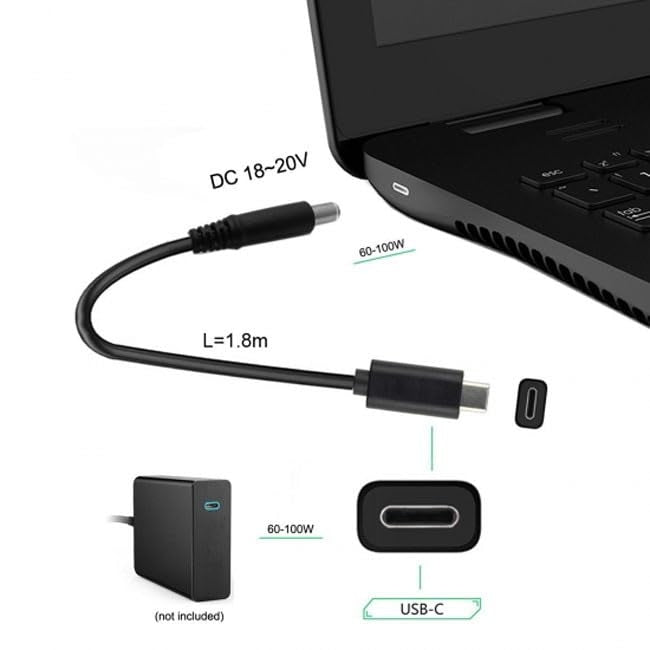NÖRDIC Laptop Laddnings-kabel USB-C till DC5.5x2.5mm 65W PD 1.5m