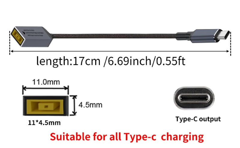 NÖRDIC Lenovo Square Yellow till USB-C adapter 17cm