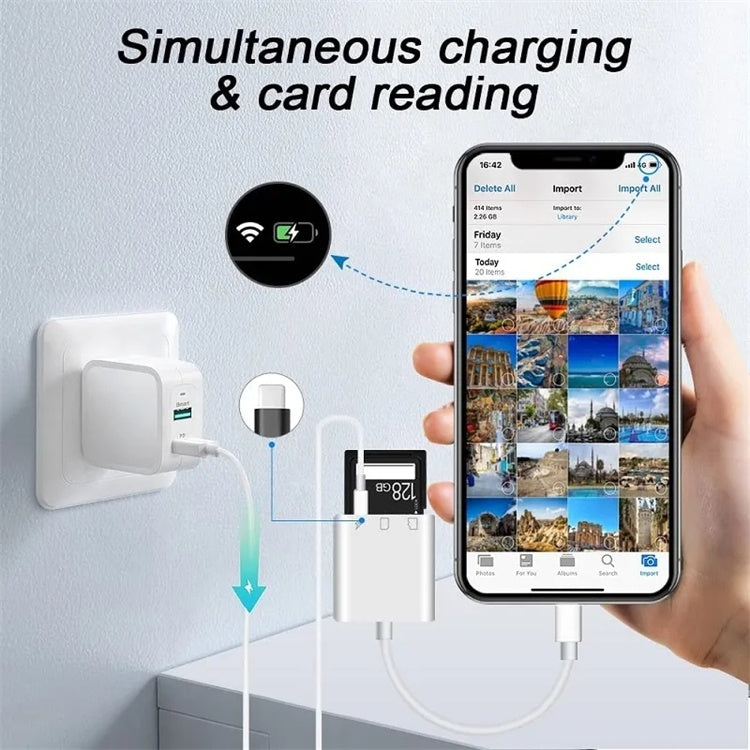 NÖRDIC Lightning Kortläsare 2 Slot SD, MicroSD 1xLightning-laddning UHS-I