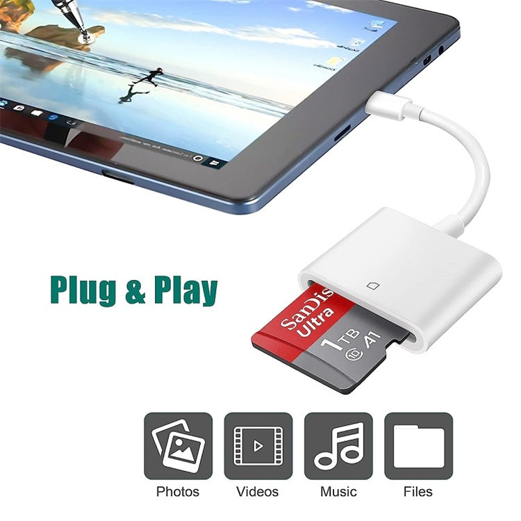NÖRDIC Lightning Kortläsare 2 Slot SD, MicroSD 1xLightning-laddning UHS-I